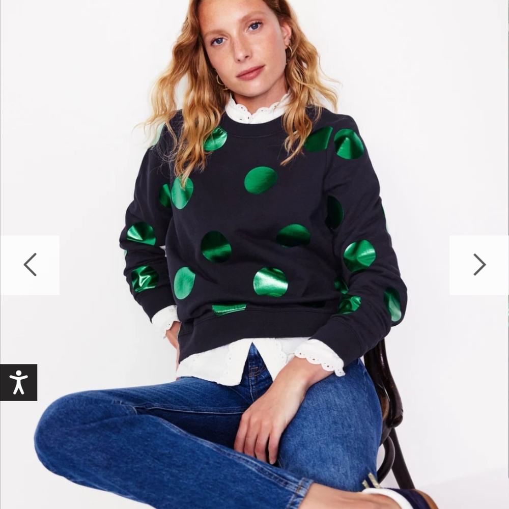 Black Sweatshirt with Green Polka Dots